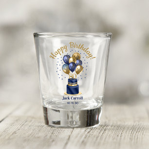 80th Birthday Navy Blue Balloon Cake Shot Glass