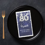80th Birthday navy blue silver stars Paper Guest Towels<br><div class="desc">For a 80th birthday celebration. A navy blue background color with faux silver stars. The blue color is uneven.  Add your name,  text.</div>