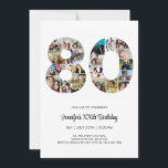 80th Birthday Number 80 Custom Photo Collage Invitation<br><div class="desc">Mark eighty years of wonderful memories and adventures with this captivating 80th Birthday Number Photo Collage. This customizable template is the perfect blend of creativity and sentiment, allowing you to create a truly memorable gift for your loved one's special day. Capture the essence of incredible years in a single masterpiece...</div>