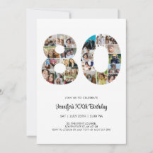 80th Birthday Number 80 Custom Photo Collage