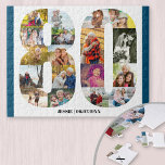 80th Birthday Number 80 Custom Photo Collage Jigsaw Puzzle<br><div class="desc">Create your own photo puzzle for a unique 80th birthday gift. Holding 16 custom photos, the photo puzzle can be further personalized with a name and date of birth. The number 80 photo collage has a variety of landscape, square and portrait photos, giving you lots of flexibility in placing your...</div>