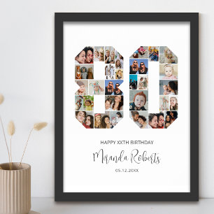 80th Birthday Number 80 Custom Photo Collage Poster