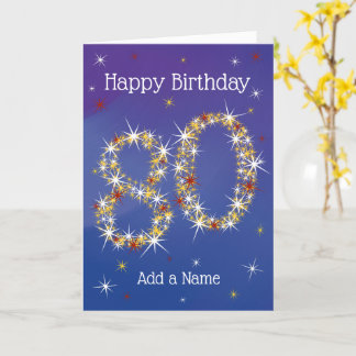 80th Birthday - Number 80 in Stars - Blue - Age Card