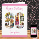 80th Birthday Number 80 Photo Collage Big Custom Card<br><div class="desc">Create your own 80th Birthday Card with a unique photo collage. This big birthday card has a big number 80 filled with your favorite family photos and it can be personalized for grandma, mom or with a name. The template is set up for you to edit the messages inside the...</div>