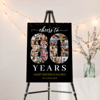 80th Birthday Number 80 Photo Collage Black Gold