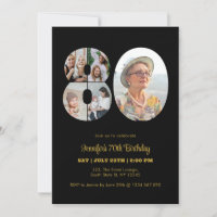 80th Birthday Number 80 Photo Collage Modern Black