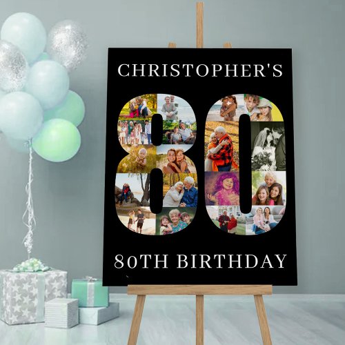 80th Birthday Number 80 Photo Collage Personalized Foam Board