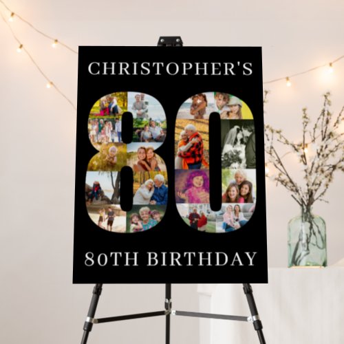 80th Birthday Number 80 Photo Collage Personalized Foam Board