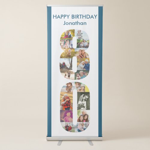 80th Birthday Number 80 Photo Collage Retractable Banner