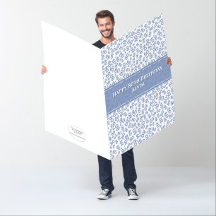 80th Birthday Number Pattern Blue/White Jumbo Card