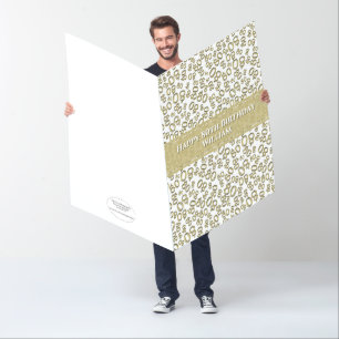 80th Birthday Number Pattern Gold/White Jumbo Card