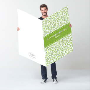 80th Birthday Number Pattern Green/White Jumbo Card