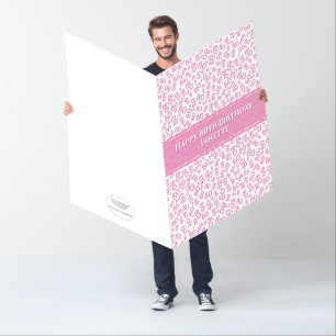 80th Birthday Number Pattern Pink/White Jumbo Card