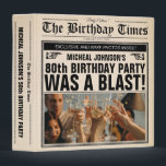80th Birthday Old Newspaper Vintage Retro Custom 3 Ring Binder<br><div class="desc">80th Birthday Old Newspaper Vintage Retro Custom 3 ring binder. Use it as a photo or scrapbook album to keep memorabilia form the milestone birthday celebration. A cool and humorous birthday theme that looks like a vintage newspaper! It is customizable and can be used for any age birthday party! Need...</div>