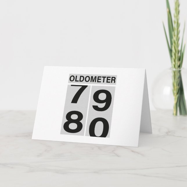 80th Birthday Oldometer Letterpress Thank You Card (Front)
