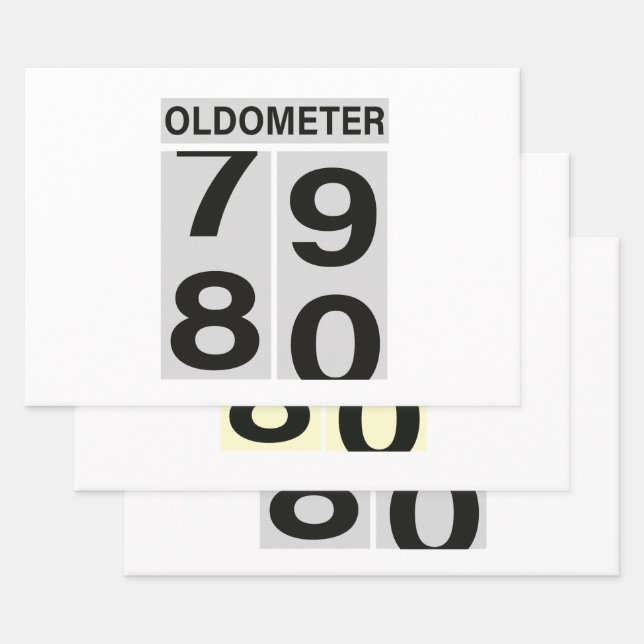 80th Birthday Oldometer Wrapping Paper Sheets (Set)