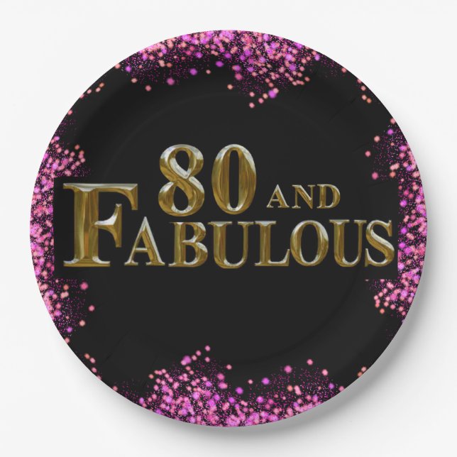 80th Birthday  Paper Plates (Front)