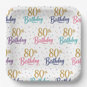 80th Birthday Paper Plates, Eightieth Party Plates