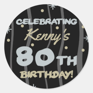 80th Birthday Party Add Your Name Classic Round Sticker