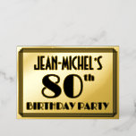 [ Thumbnail: 80th Birthday Party — Art Deco Look “80” + Name Invitation ]