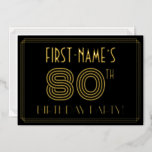 [ Thumbnail: 80th Birthday Party — Art Deco Style “80” + Name Invitation ]