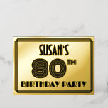 [ Thumbnail: 80th Birthday Party — Art Deco Style “80” & Name Invitation ]