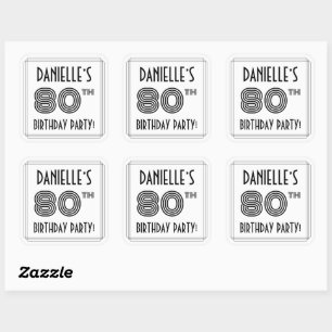 80th Birthday Party: Art Deco Style + Custom Name Square Sticker