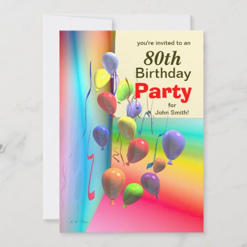 80th Birthday Party Balloon Wall Invitation