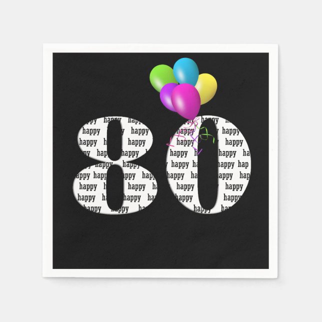 80th birthday party balloons napkins (Front)