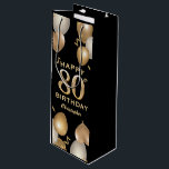 80th Birthday Party Black and Gold Balloons Wine Gift Bag<br><div class="desc">80th Birthday Party Black and Gold Balloons and Confetti Gift Bag. For further customization,  please click the "Customize it" button and use our design tool to modify this template.</div>