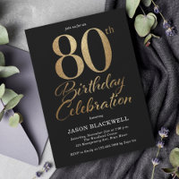 80th Birthday Party Black & Gold