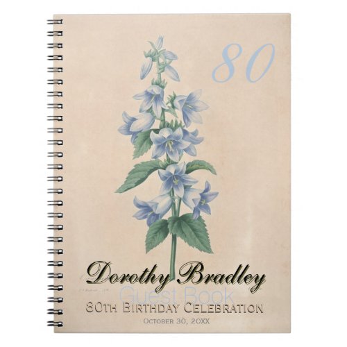 80th Birthday Party Botanical Custom Guest Book