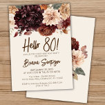 80th Birthday Party Brown Beige Ivory Floral Invitation<br><div class="desc">Brown beige on ivory flowers floral 80th birthday party invitation for a fun birthday party</div>