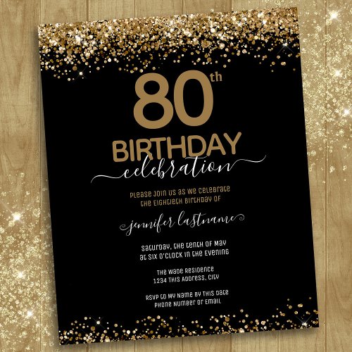 80th Birthday Party Budget Invitation
