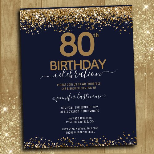 80th Birthday Party Budget Invitation