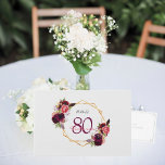 80th birthday party burgundy floral geometric guest book<br><div class="desc">A Guest Book for a 80th birthday party. A chic white background with a faux gold geometric frame. Decorated with dark purple and burgundy flowers, roses and boho style feathers. Templates for a name, age 80 and a date. Date of birth or the date of the party. The name is...</div>