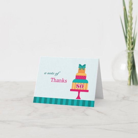 80th Birthday Party Cake Thank You Card | Zazzle.com