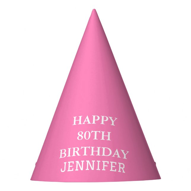80th Birthday Party Celebration Pink Adult Party Hat (Front)