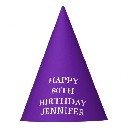 80th Birthday Party Celebration Purple Adult Party Hat