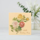 80th Birthday Party Chic Vintage Roses Invitation (Standing Front)