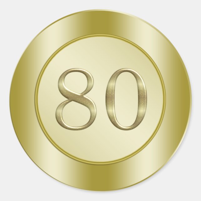 80th Birthday Party Classic Round Sticker (Front)