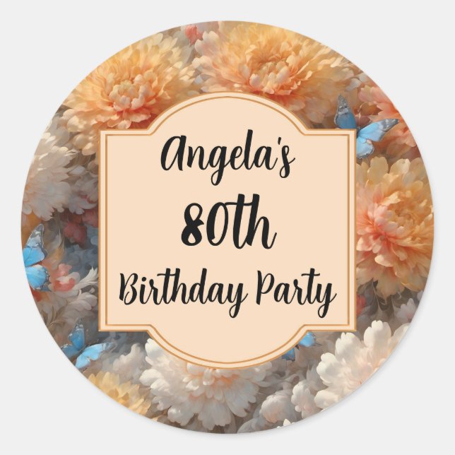 80th Birthday Party Classic Round Sticker (Front)