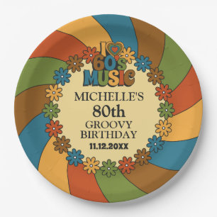 80th Birthday Party Decor 1960s Music Theme Paper Plates