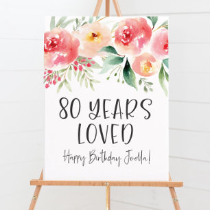 80th Birthday Party Decorations - 80 Years Loved - Foam Board