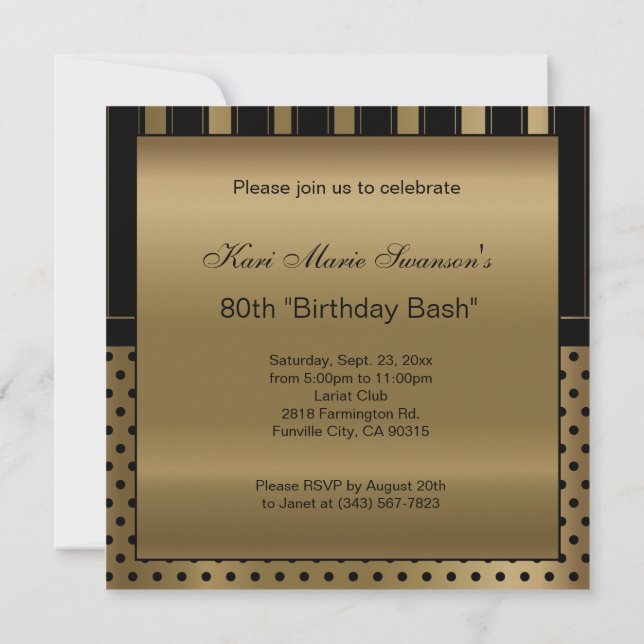 80th Birthday Party | DIY Text Invitation (Back)