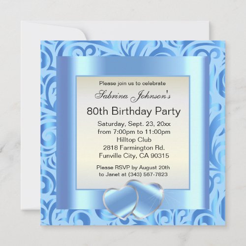 80th Birthday Party DIY Text Invitation