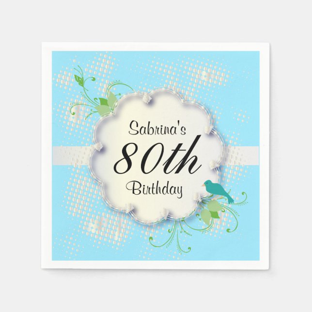 80th Birthday Party | DIY Text Napkins (Front)