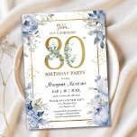 80th Birthday Party Elegant Dusty Blue Floral Invitation<br><div class="desc">Celebrate 80 years in style with our elegant "80th Birthday Party Elegant Dusty Blue Floral Invitation!" Perfect for an elegant and memorable 80th birthday party. Order your today and make your celebration truly special! Please note: Gold glitter effects are only simulated; no real gold will be used in the printing...</div>