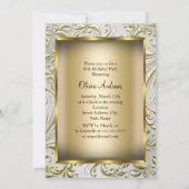 80th Birthday Party Elegant Gold Bow Floral Swirl Invitation (Back)