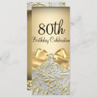80th Birthday Party Elegant Gold Bow Floral Swirl